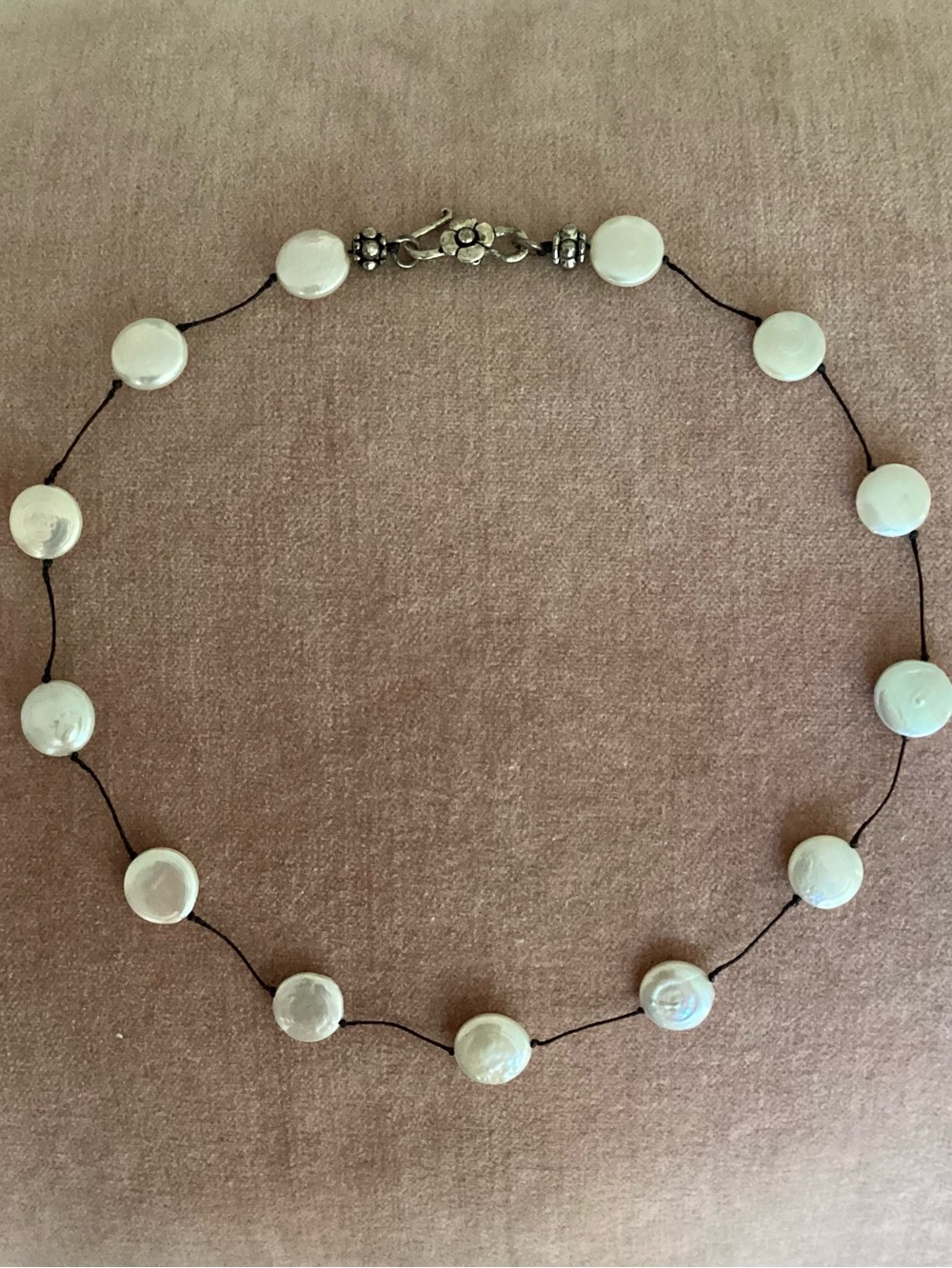 Coin Pearl Choker Length Necklace